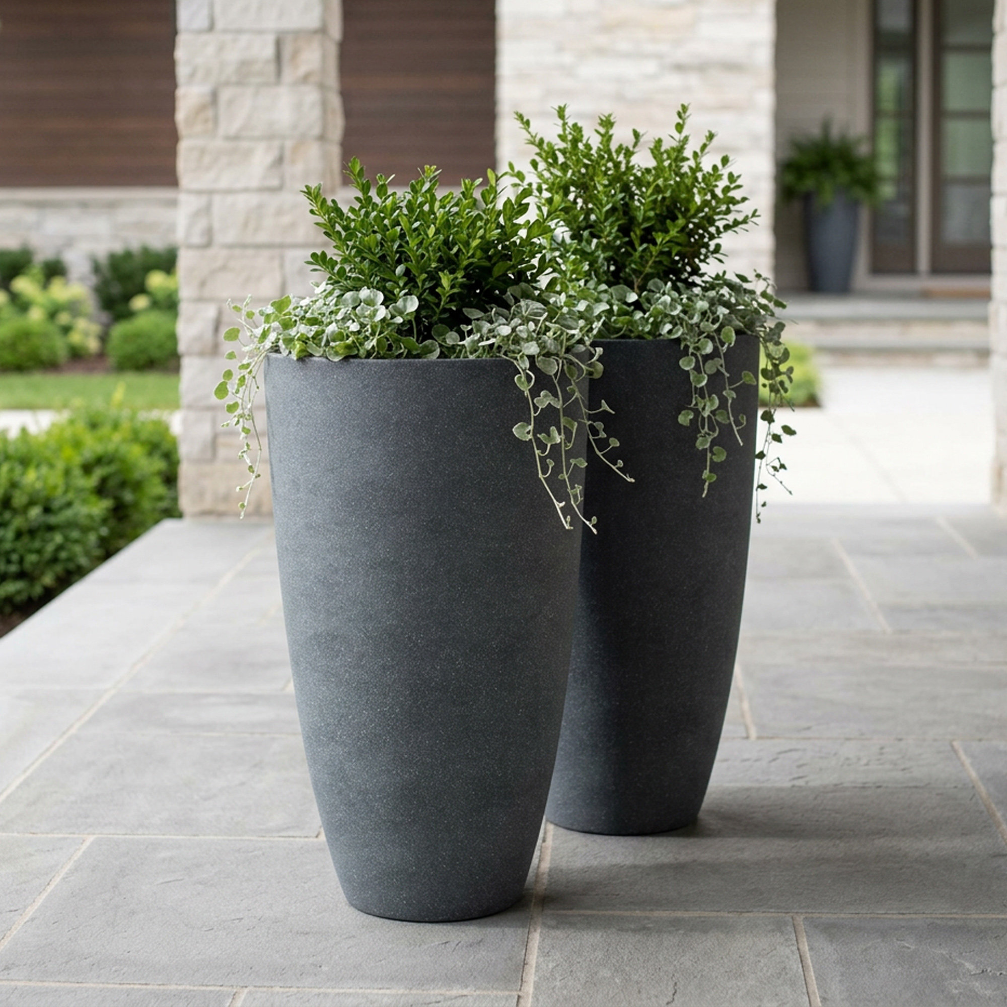 Charlton Home® Kronberg Textured Resin Tall Pot Planter & Reviews